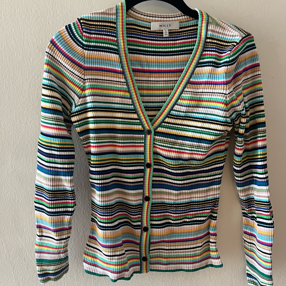 Milly Rainbow Striped Cardigan